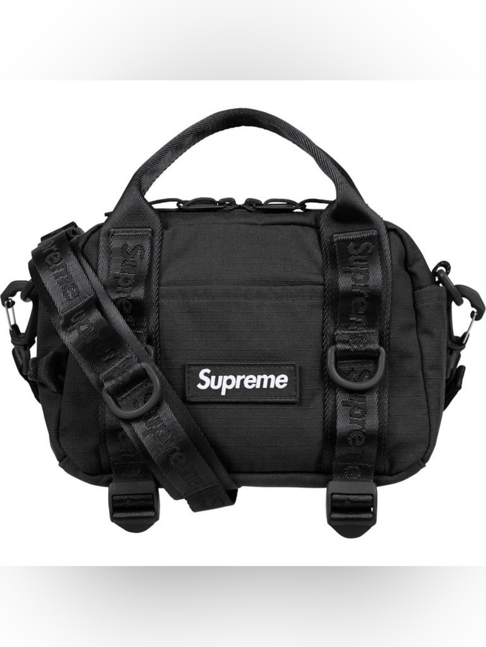 Supreme Mini Duffle Bag in Black SS26 Water resistant Cordura® Ripstop Cotton.
